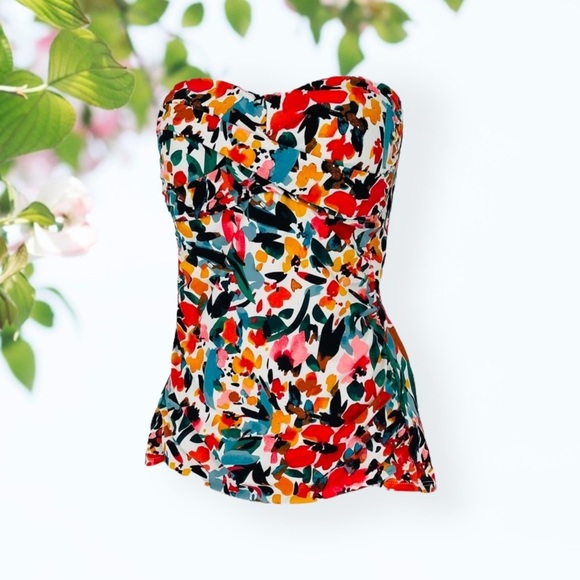 Anne Cole Sunset Flower Knot Bandeau M - Picture 4 of 8